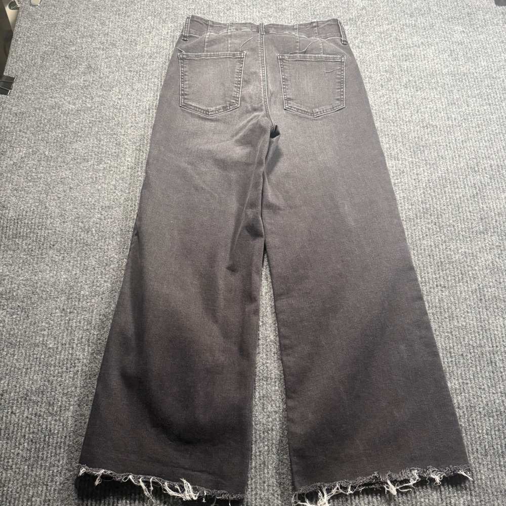 Kut From The Kloth Meg Wide Leg Jeans Womens 4 Black High Rise Distressed Boho - Picture 6 of 8